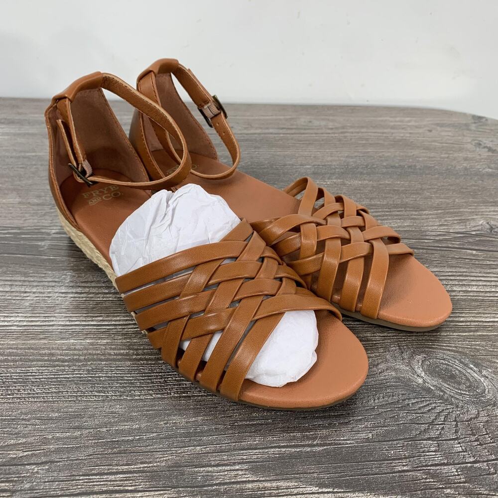 Frye And Co Quella Espadrille Wedge Sandal Shoes Womens 6 Brown Mocha Ankle